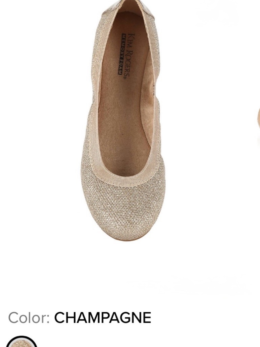 Kim Rogers Angelica Champagne Glitter Flats | 6.5 | Memory Foam | Like New ✨